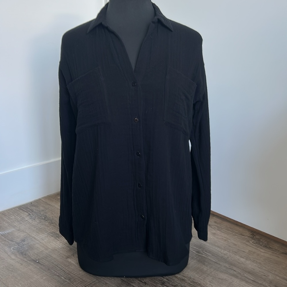 Eileen Fisher Cotton Button-Down Shirt S
